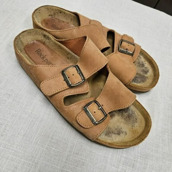 Rockport Brown Leather Double Buckle Sandals Size‎ 12M Mens - Picture 1 of 12